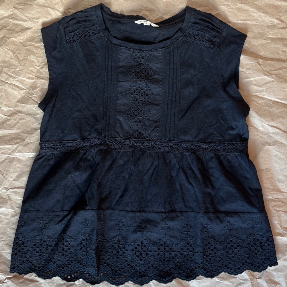 Lucky Brand S Black Blouse casual cotton top for women